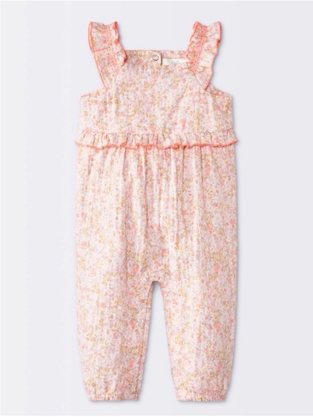 cloud island Pink Floral Ruffle Romper